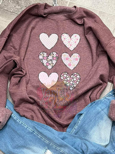 Multiple Floral Heart Crewneck Sweatshirt
