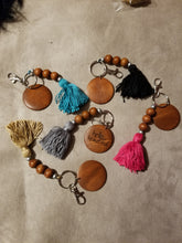 Load image into Gallery viewer, Personalized Wooden Disk Tassel Keychain
