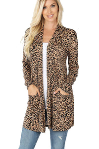 Long Sleeve Leopard Open Cardigan