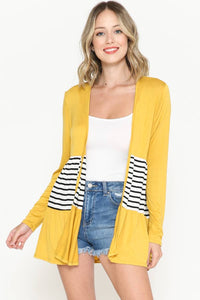 Striped Solid Long Sleeve Cardigan